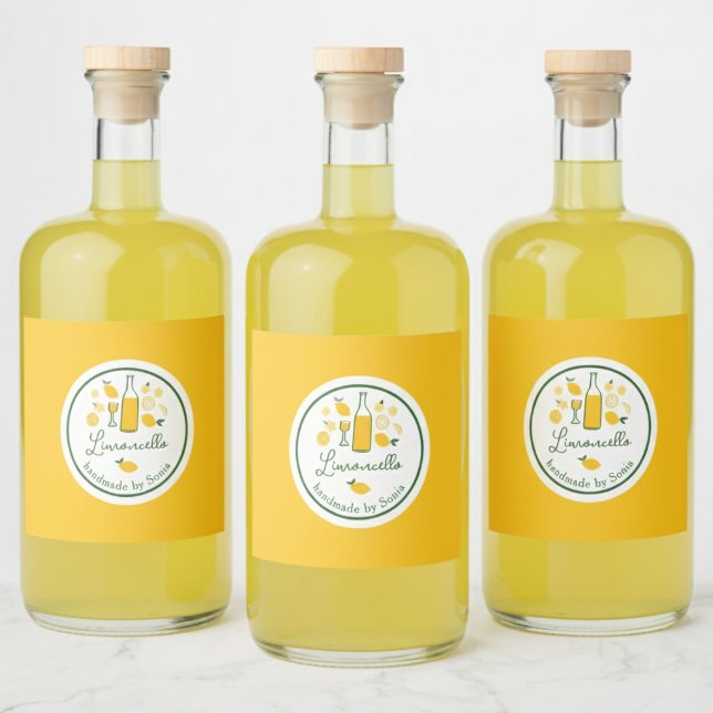 Limoncello Lemonade Lemon Artesanato artesanal (Limoncello Lemonade Lemon Handmade Craft CUSTOM Liquor Bottle Label
)