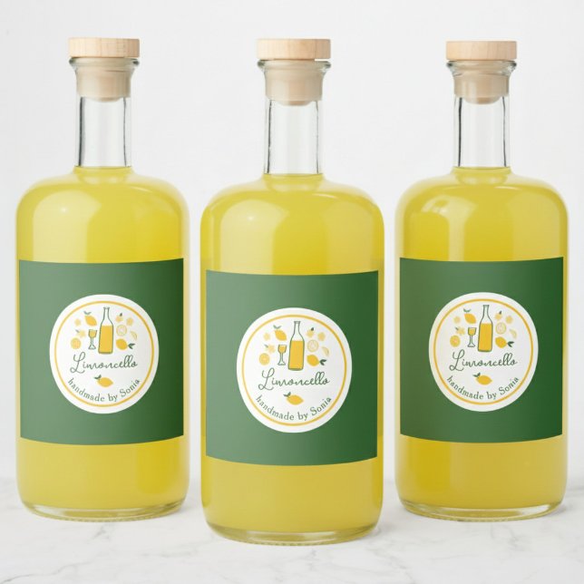 Limoncello Lemonade Lemon Artesanato artesanal (Limoncello Lemonade Lemon Handmade Craft CUSTOM Liquor Bottle Label
)