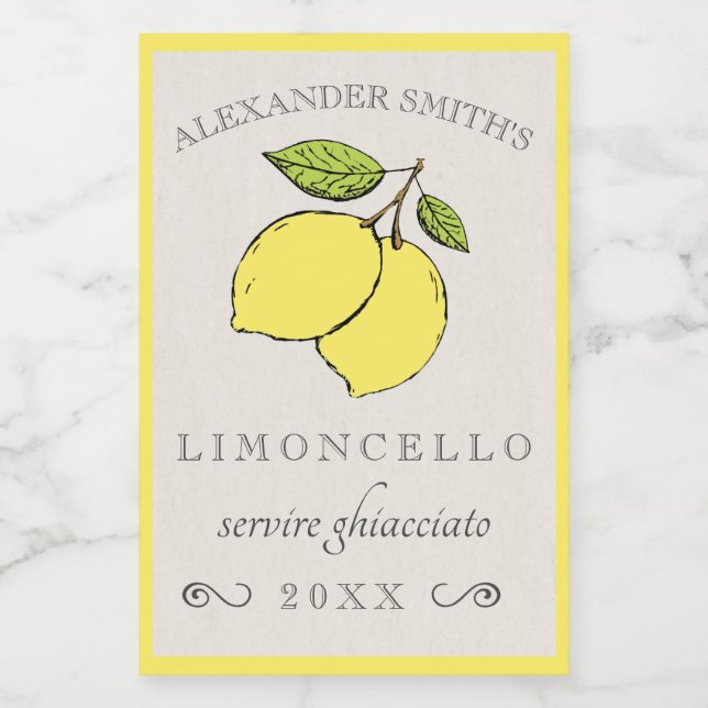 Limoncello Lemons Pequeno Rótulo Líquido | (Rótulo Único)