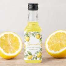 Limoncello Limões Favor de Chá de Bebê em Aquarela