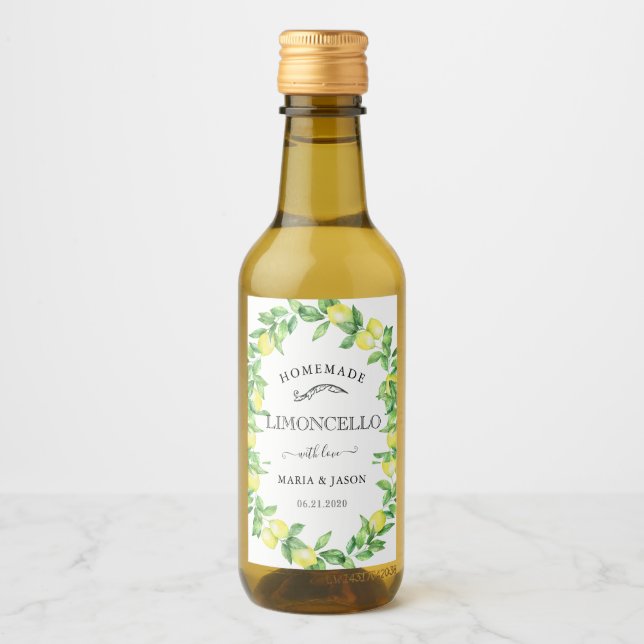 Limoncello Monograma Favor Mini Rótulo do Frasco (Frente)