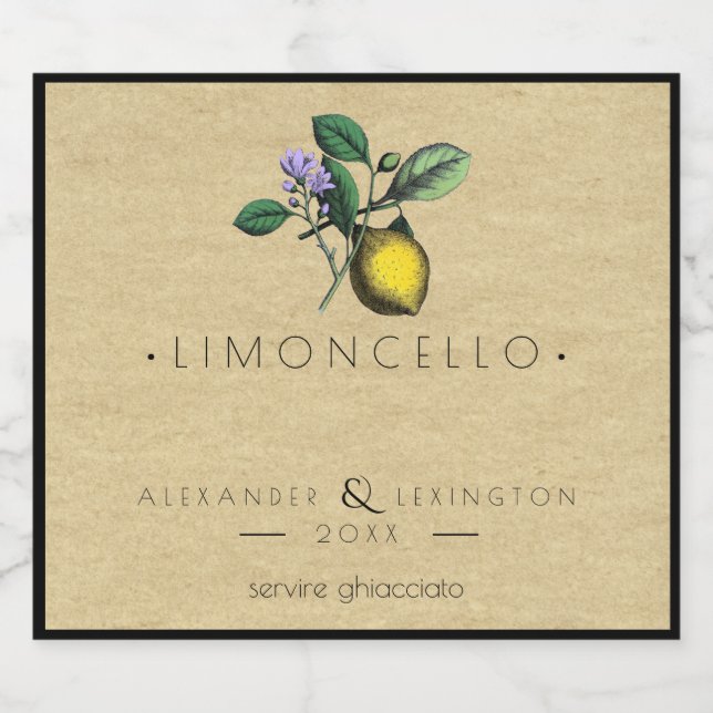 Limoncello Pequeno Rótulo De Frasco Favor De Casam (Rótulo Único)