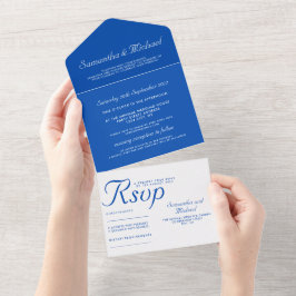 Limpo simples Casamento branco Azul Cobalto