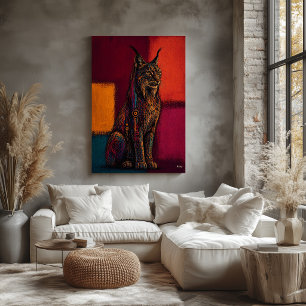 Lince Expressionista em Campos de Cores Poster Abs