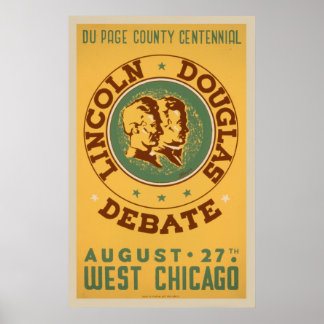 Lincoln Douglas Debate Vintage WPA Poster
