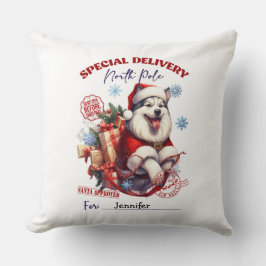 Linda Almofada de Natal com Husky Siberiano