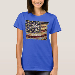 Linda América, Azul, Camiseta Feminina Patriótica