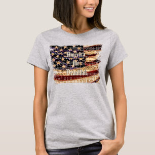 Linda América, Cinza, Camiseta Feminina Patriótica