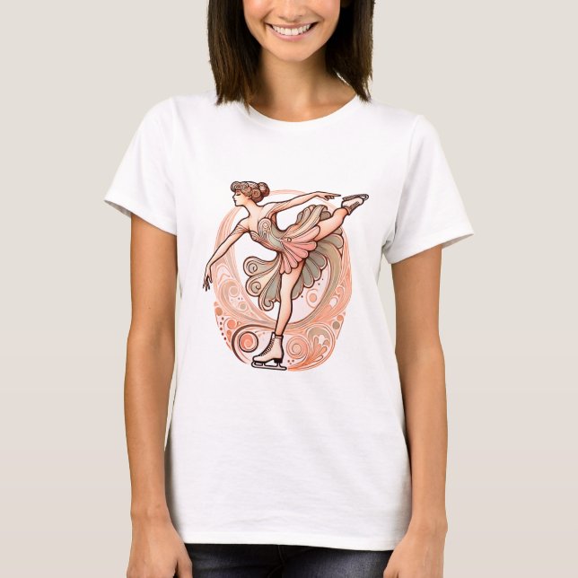 Linda Arte Nouveau Ice Skater Camisa para Mulheres (Frente)