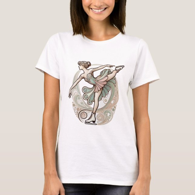 Linda Arte Nouveau Ice Skater Camisa para Mulheres (Frente)
