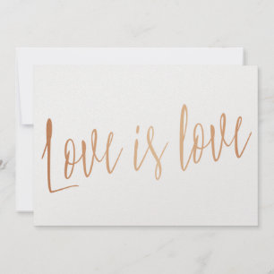 Linda caligrafia rosa de ouro "Amor é amor"