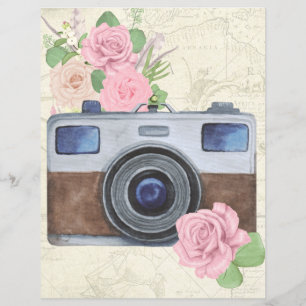 Linda câmera de viagem vintage para scrapbooking 