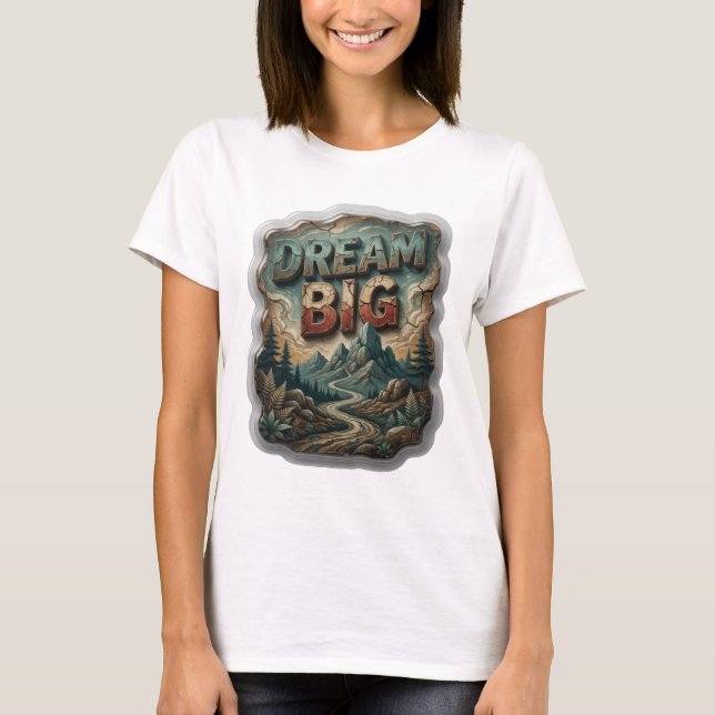 Linda Camiseta DREAM BIG Statement Prata (Frente)