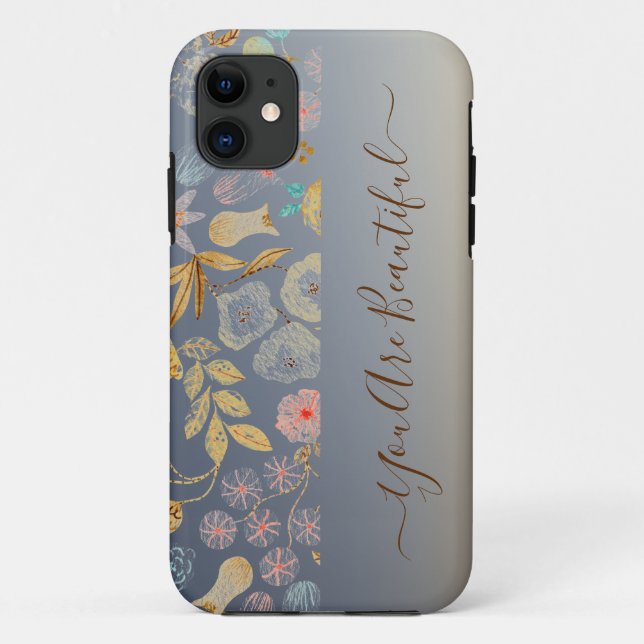 Linda capas de iphone de padrão floral de aquarela (Verso)