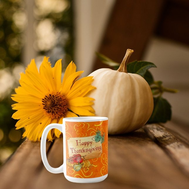 Linda e feliz caneca de Ação de Graças com Pumpkin (Criador carregado)