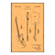 Linda e Única Impressão de Patente de Guitarra Elé
