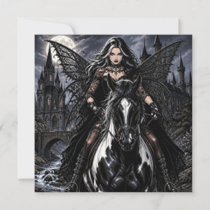 Linda Fada Gótica em Cavalo Preto
