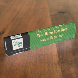 Linda faixa verde com seus detalhes e logotipo