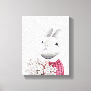Linda Flor de Coelho Segurando Decoração de Berçár