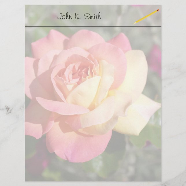 Linda flor de rosa rosa e amarela, personalizada (Frente)