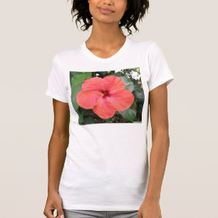 Linda Flor Laranja Hibiscus Damas T Camisa