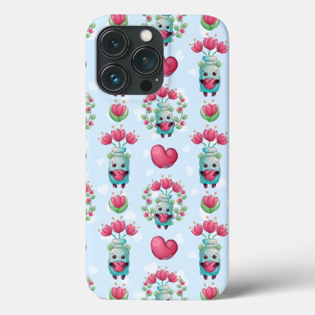 Linda Floral Mason Jar Hearts Pattern (Verso)