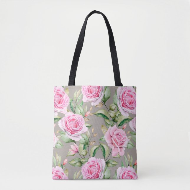 Linda Floral padrão Tote Bag (Frente)