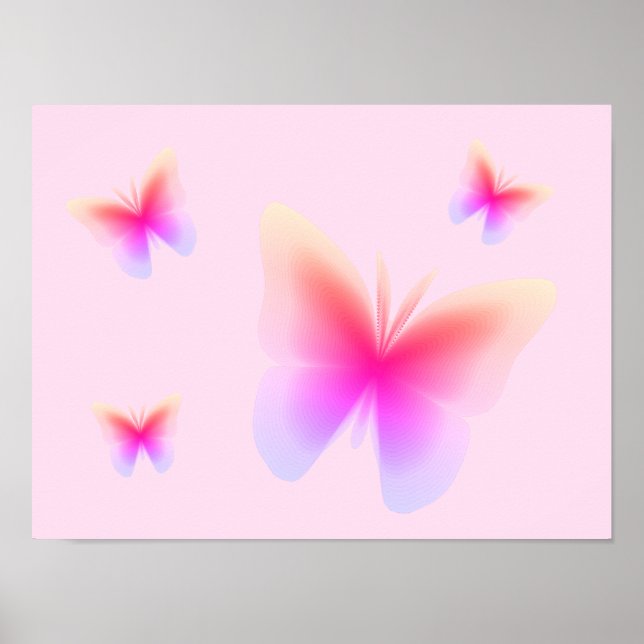 Linda Impressão de Borboleta Rosa em Rosa (Frente)