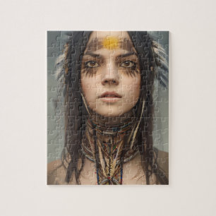 LINDA JOVEM INDIANA NATIVA JIGSAW QUEBRA-CABEÇA