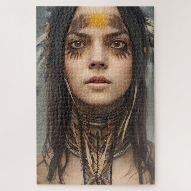 LINDA JOVEM INDIANA NATIVA JIGSAW QUEBRA-CABEÇA (Vertical)