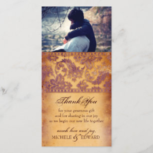 Linda Lilac Grunge Obrigado Cartão com fotos