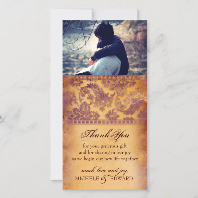 Linda Lilac Grunge Obrigado Cartão com fotos (Frente)