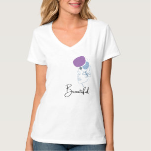 Linda" Mínima Linha de Rosto T-Shirt - Modo