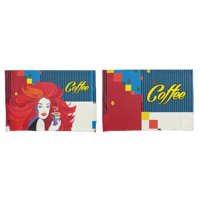 "Linda moça com copa de café" Pop Art (Frente - conjunto)
