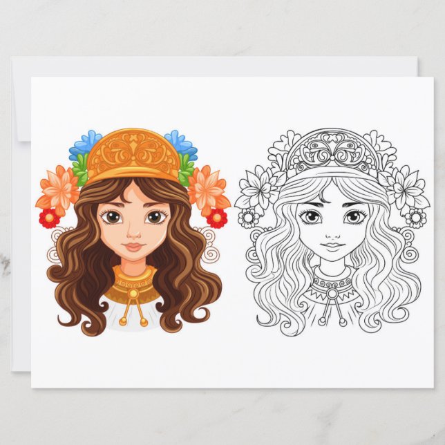 Linda página de coloração de meninas (Frente)