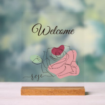 Linda Rosa Minimalista de Arte de Linha