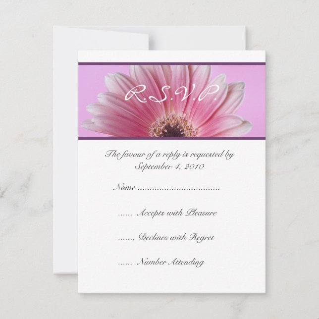 Linda RSVP de Casamento de Gerbera Rosa (Frente)