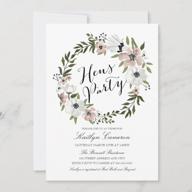 Linda Terra Floral - Convite de festas de Hens (Frente)