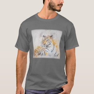 Linda Tigre de Bengala pintando camiseta