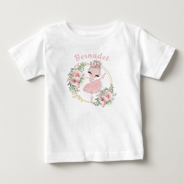 Linda Watercolor Ballerina Fairy Baby T-Shirt (Frente)