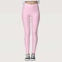 Lindas bolinhas brancas em Leggings rosa pálido