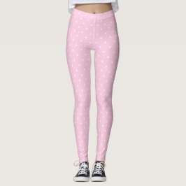 Lindas bolinhas brancas em Leggings rosa pálido