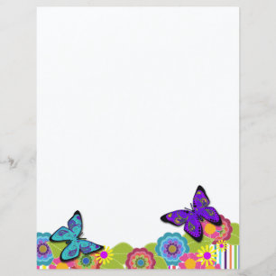Lindas Borboletas! Papel de Carta Flores Brilhan