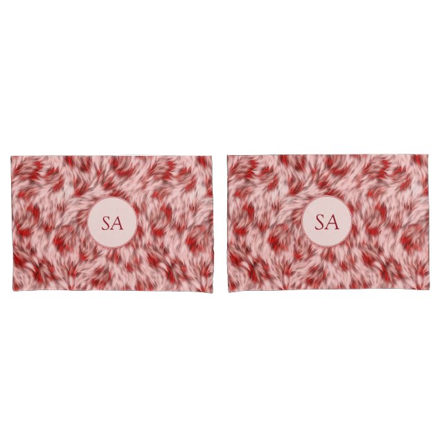 Lindas Capas de Almofada Vermelhas e Rosas com Mon (Frente - conjunto)