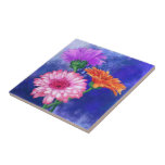 Lindas Cores Gerberas Azulejo Cerâmico<br><div class="desc">Design de pintura MIGNED Gerberas de três cores</div>