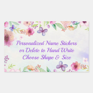 Lindas Etiquetas de nome Florais Personalizadas