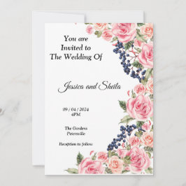 Lindas flores cor-de-rosa Convite de Casamento,