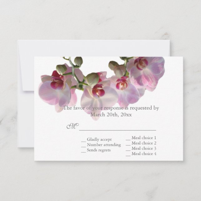 lindas flores de orquídea rosa casamento RSVP (Frente)