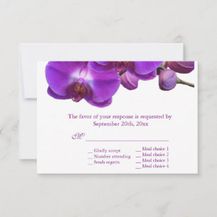Lindas flores de orquídea roxa casamento RSVP