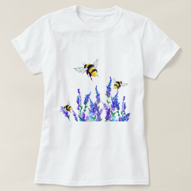 Lindas Flores de primavera e Camiseta de Abelhas (Frente do Design)